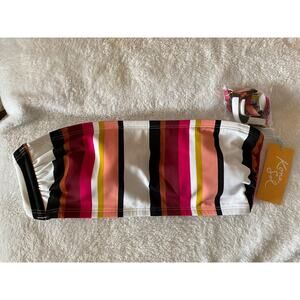 NWT Kona Sol Swimsuit Top Multi Coloful Stripe with attachable strap Small